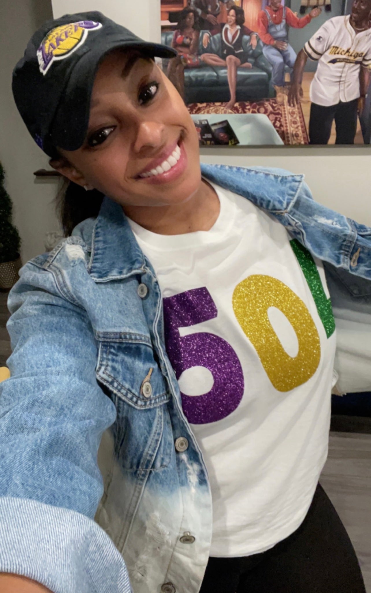 Mardi Gras Area Code Adult Crop Sweatshirt-Unisex FIT Glitter