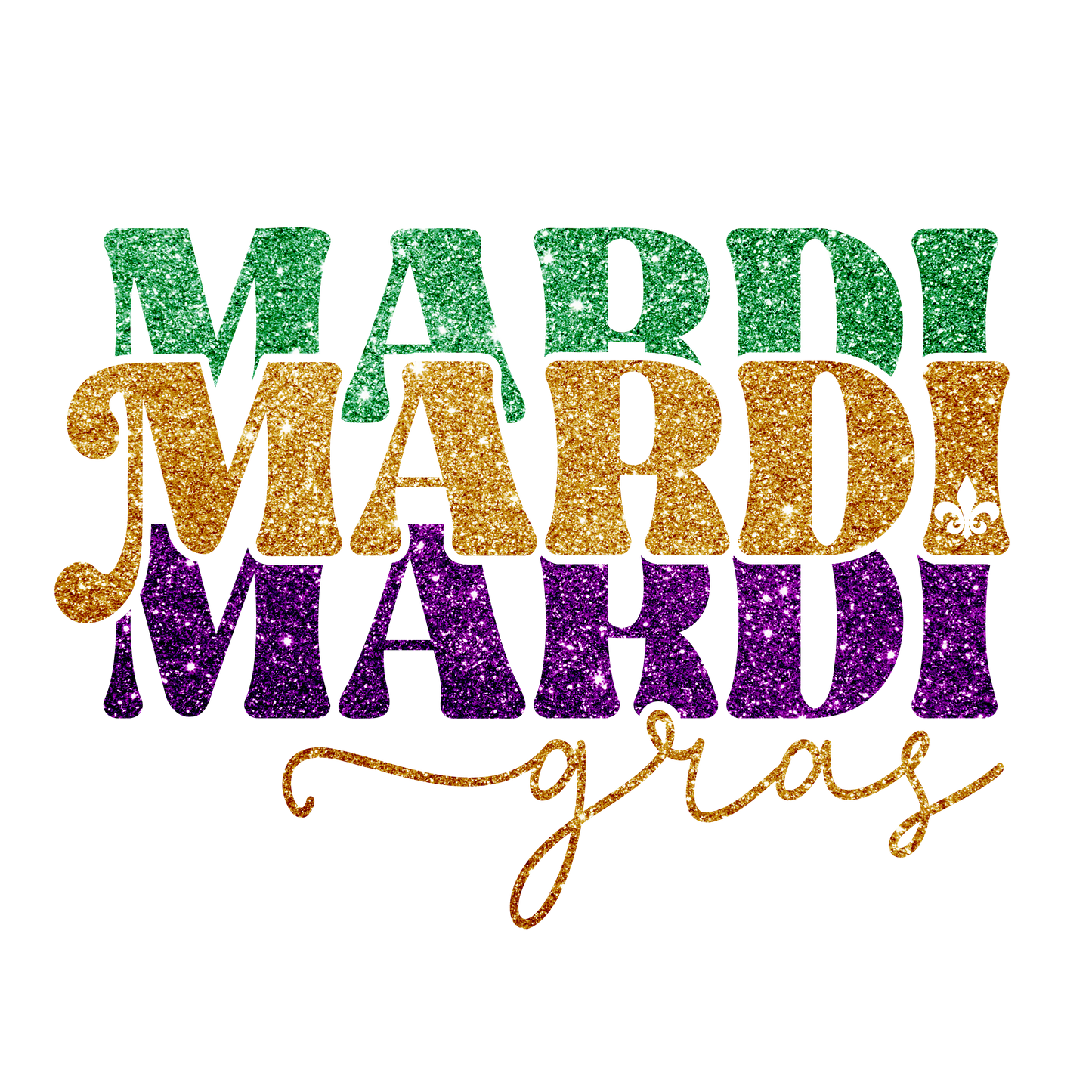 Mardi Gras Stacked Design Glitter