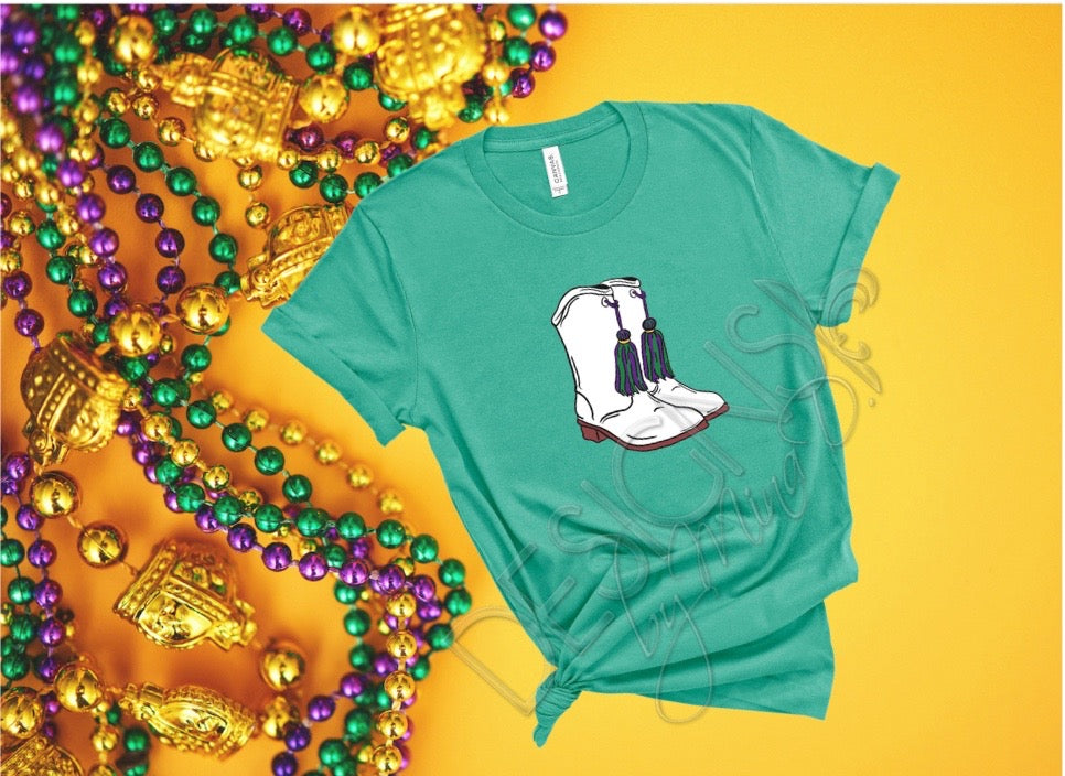 Mardi Gras Marching Boot Tee