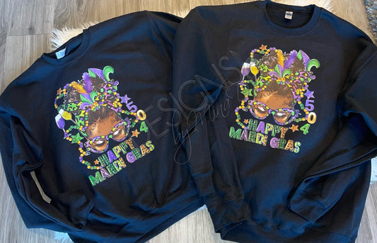 Happy Mardi Gras Afro Woman sweatshirt