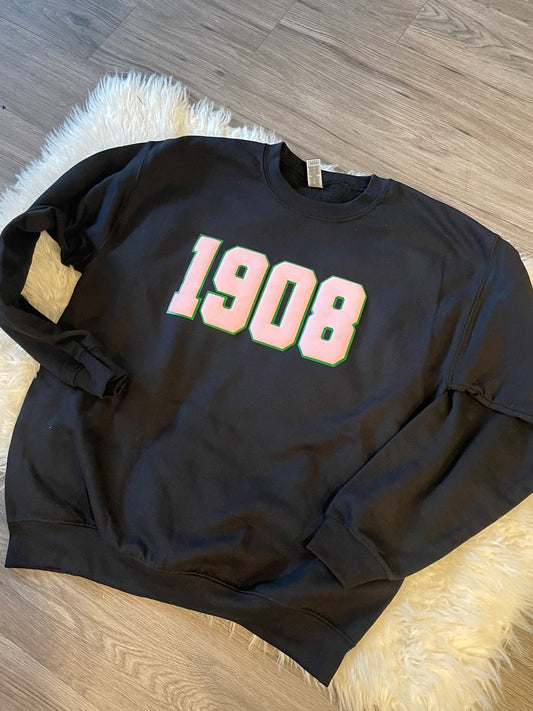 1908 3d Puff print Sweatshirt BLACK