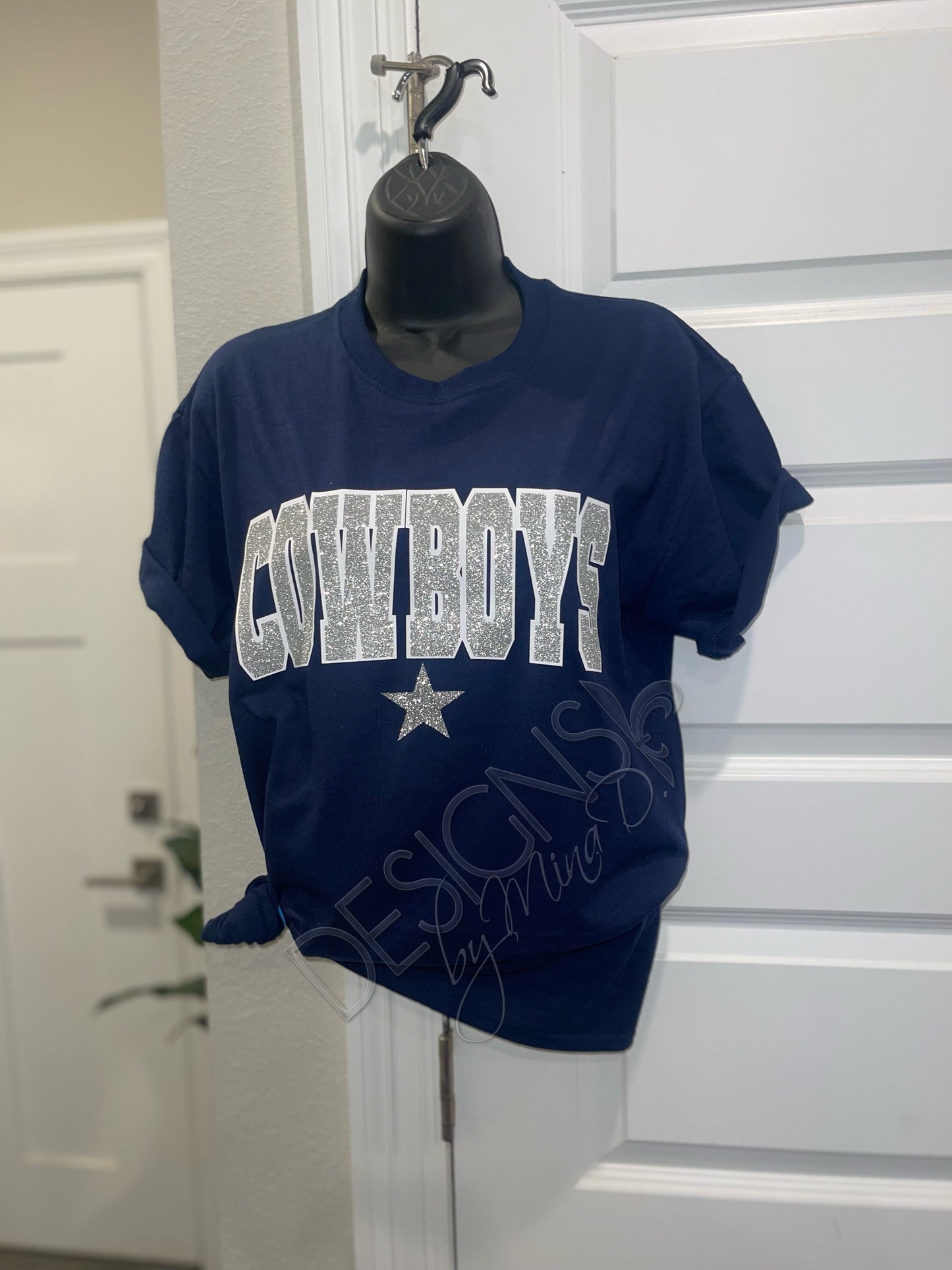 Cowboys Glitter Tee Navy Unisex Fit