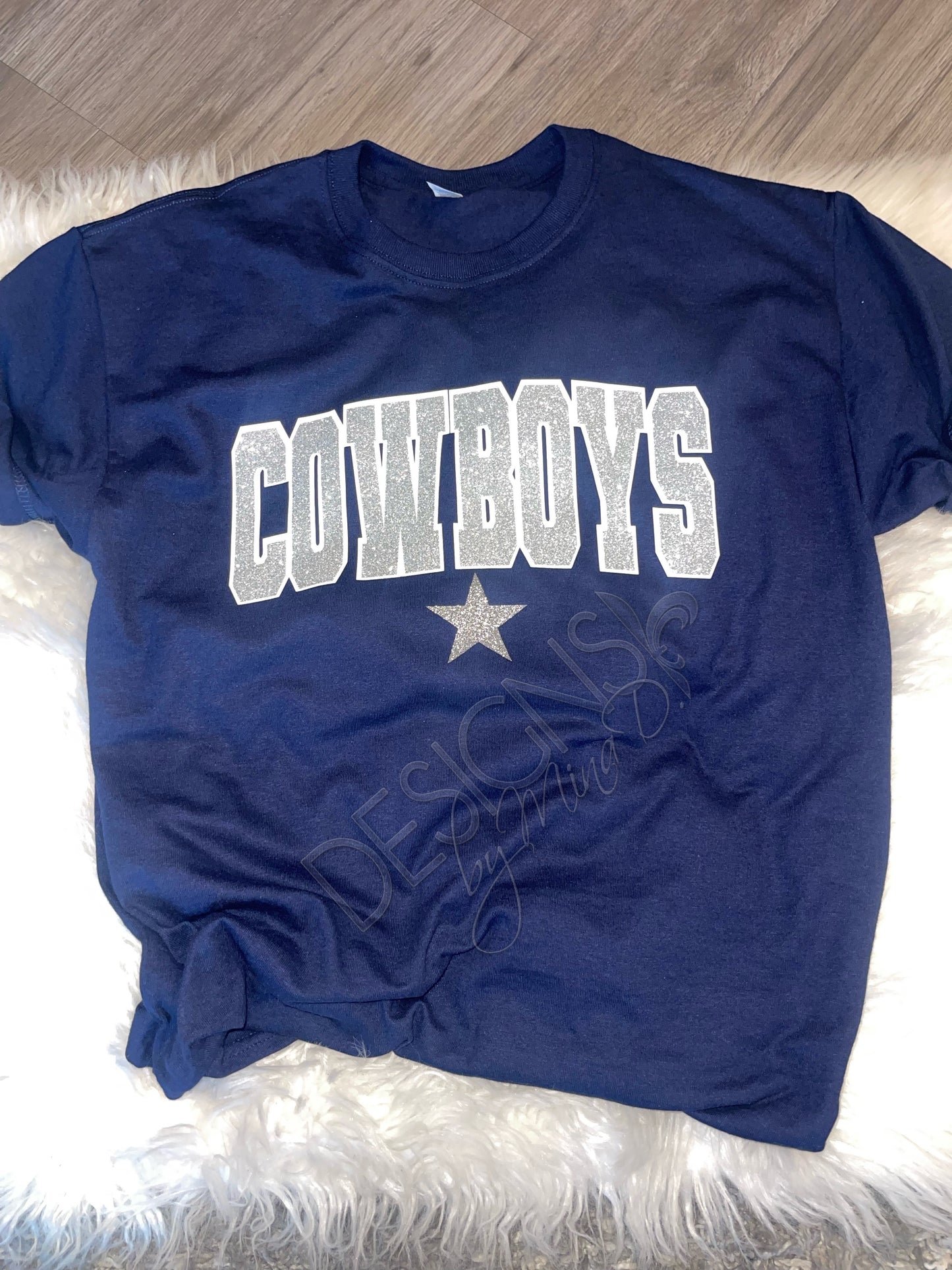 Cowboys Glitter Tee Navy Unisex Fit