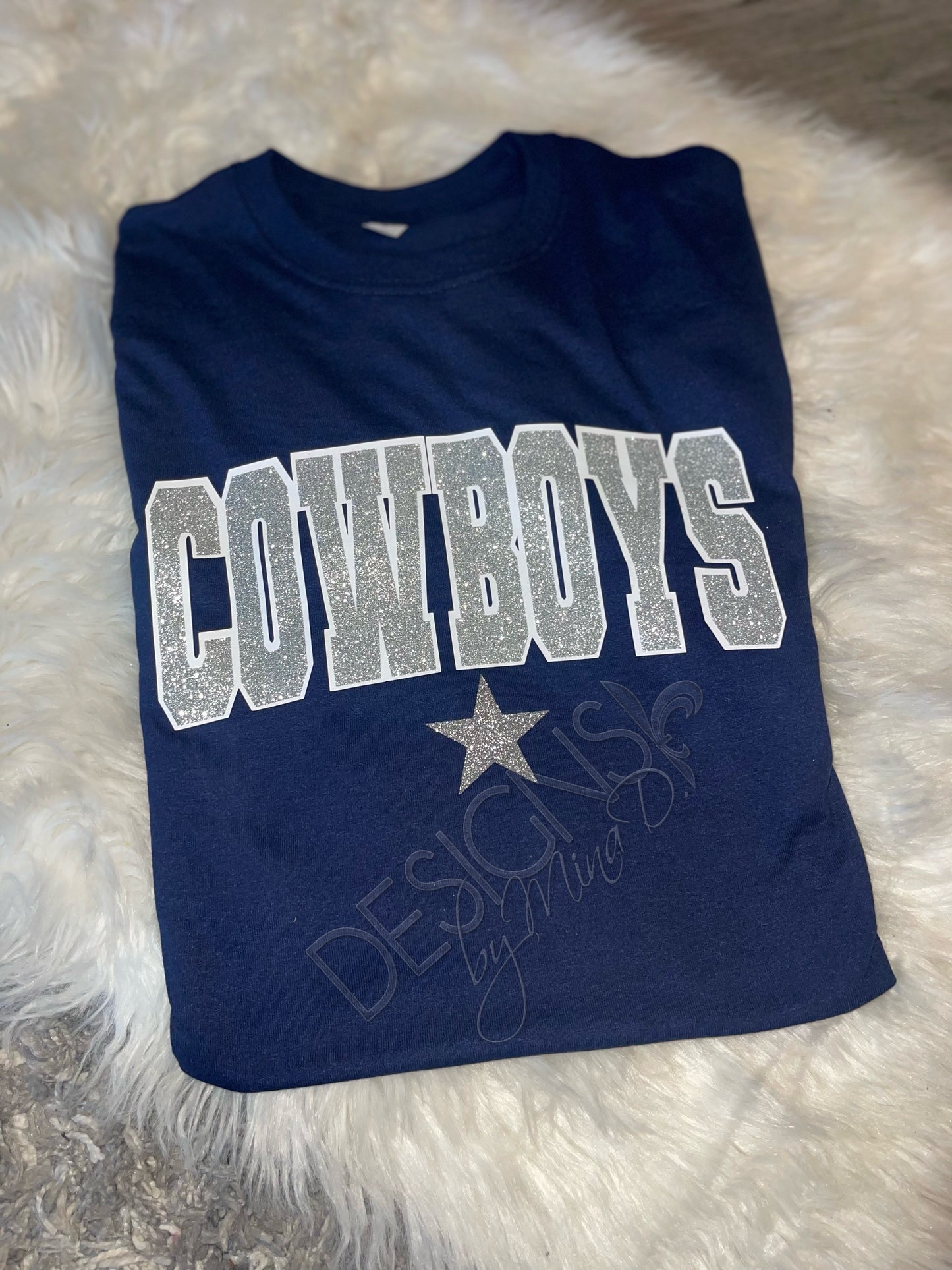 Cowboys Glitter Tee Navy Unisex Fit