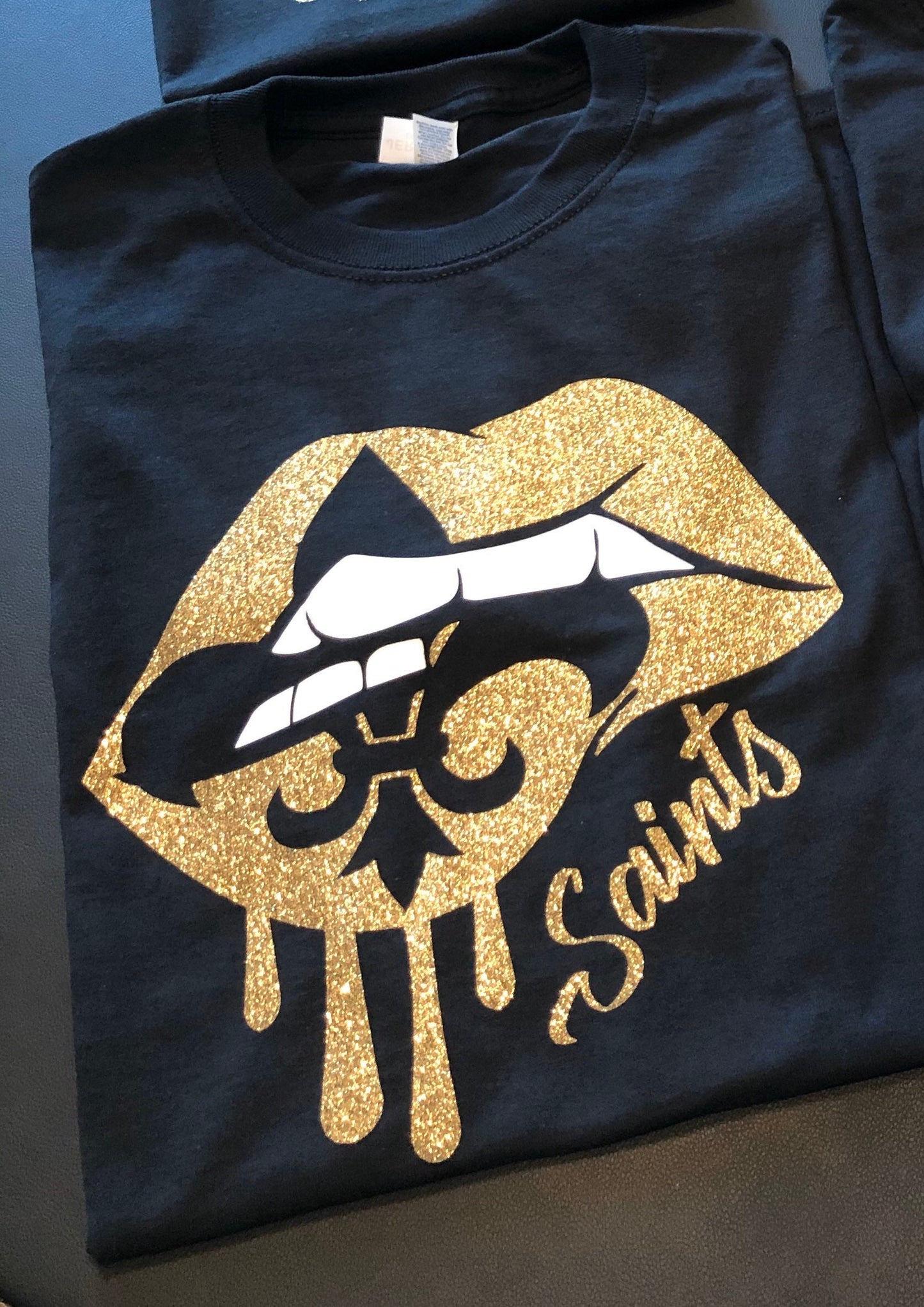 New Orleans Saints Lip Drip Tee-Nola Saints-Ladies